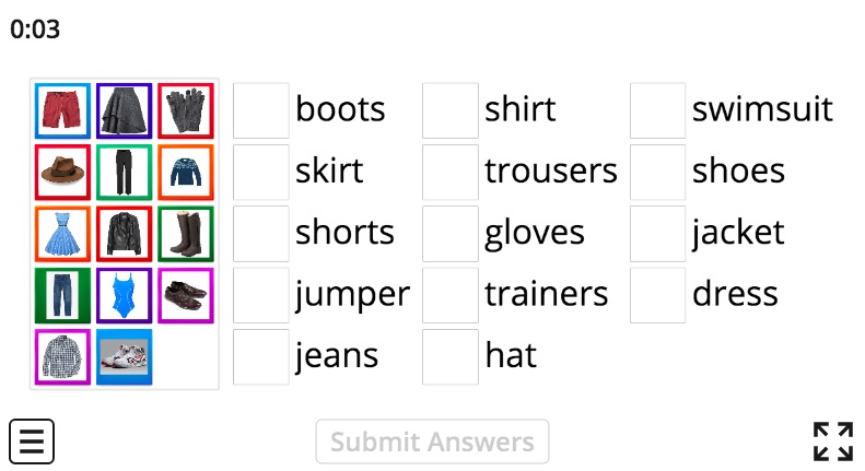 Matching Clothes Vocabulary Game